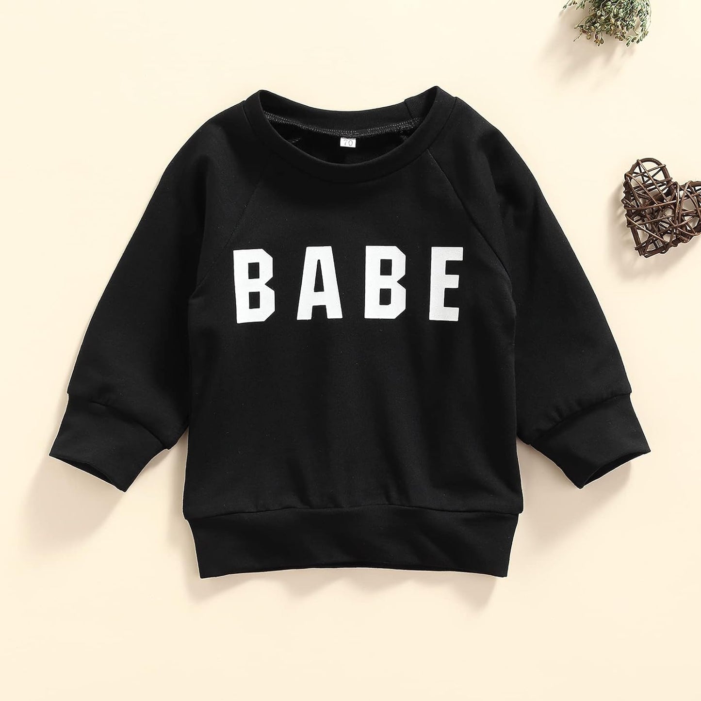 Kids Infant Baby Boy Girls Clothes Babe Letter Printed Long Sleeve Pullover Sweatshirt Shirt Sweater Tops