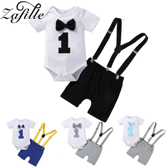 My First Birthday Boys Outfits for Baby Summer Newborn Clothes Baby Boy Sets Party Cake Smash Outfits for Kids Boy Suits