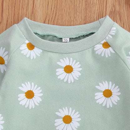 0-24M Flower Newborn Infant Baby Girl Clothes Set Long Sleeve Sweatshirts Tops Pants Outfits
